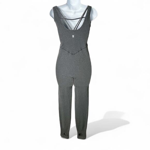 Sweaty Betty Women's Passe Dance Unitard S Gray Bodysuit Seamless Knit Shelf Bra - Picture 1 of 10